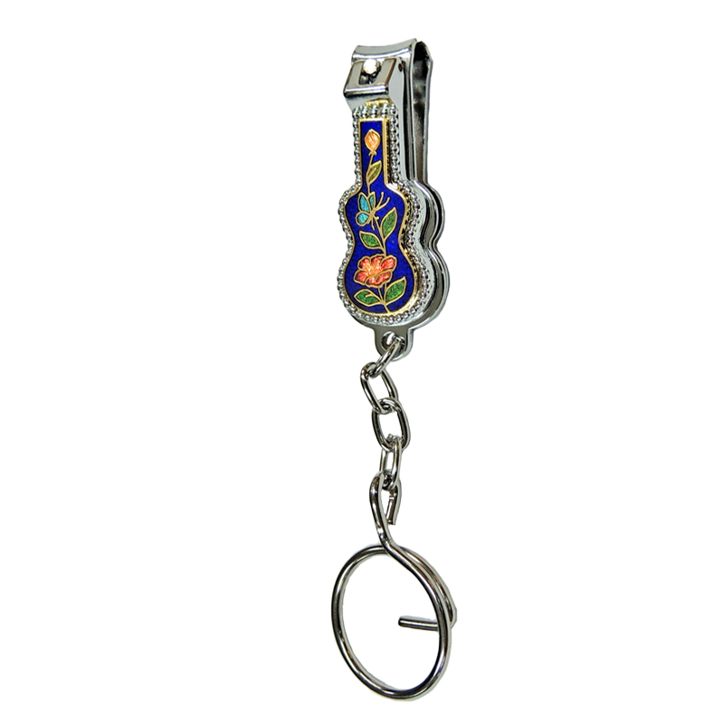 enamel  guitar-shaped nail clipper keychain